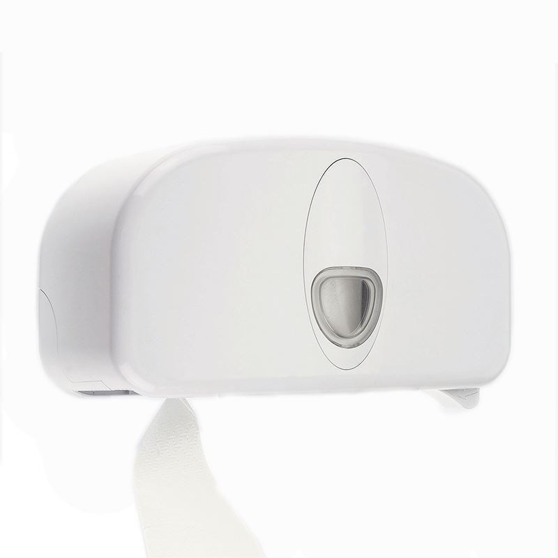 Coreless Toilet Roll Twin Dispenser White Plastic