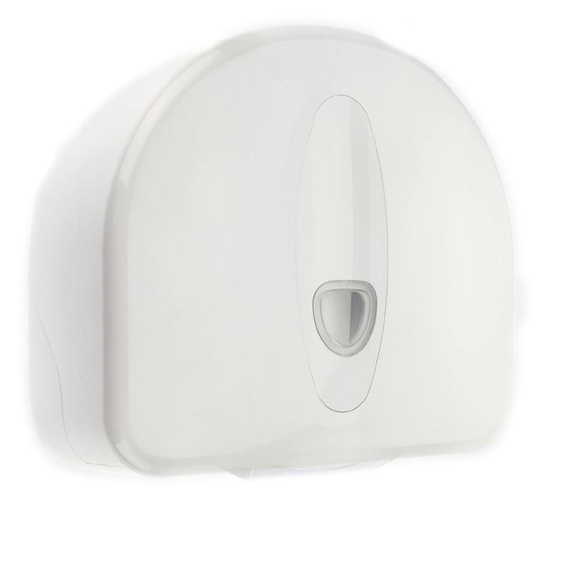 Jumbo White Plastic Toilet Tissue Dispenser