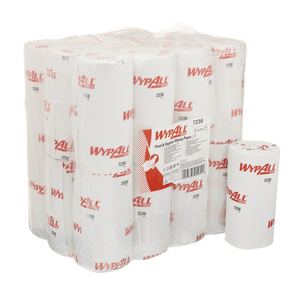 Wypall? L10 Food & Hygiene Wiping Paper - Compact Roll / White (Case of 24) - 7236