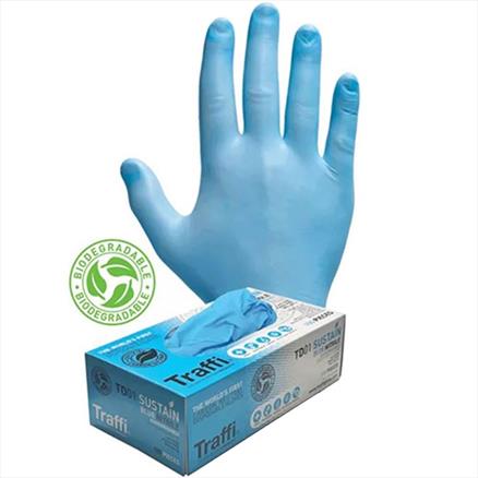 Traffi TD01 Biodegradable Nitrile Gloves – Large (Box of 100) | Carbon Neutral