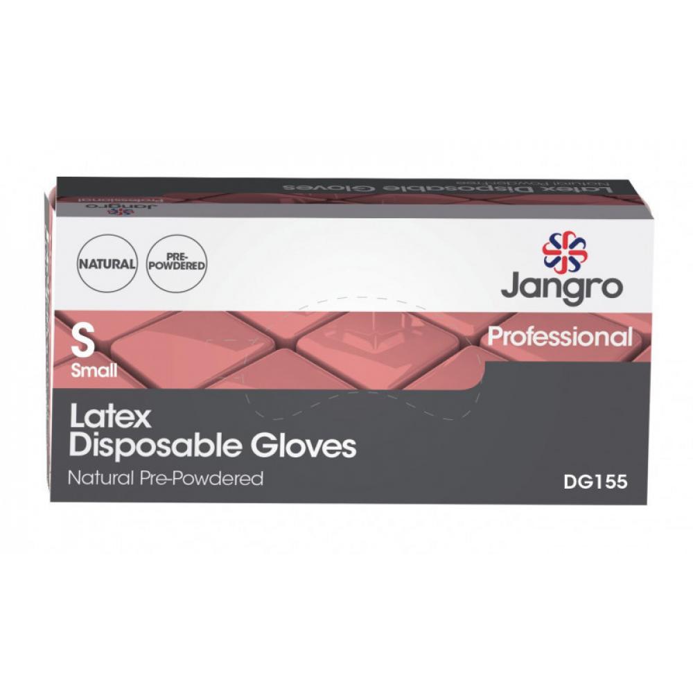 Jangro Disposable Gloves - Pre-Powdered - Latex - Jangro - Natural - Small, DG155-S
