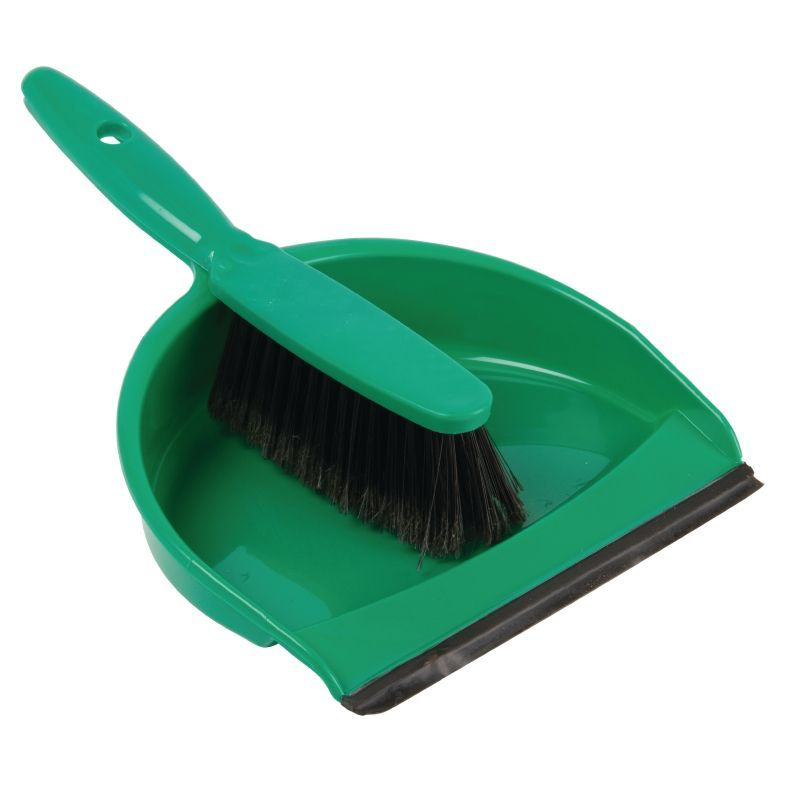 Dustpan & Brush Set Plastic, Green