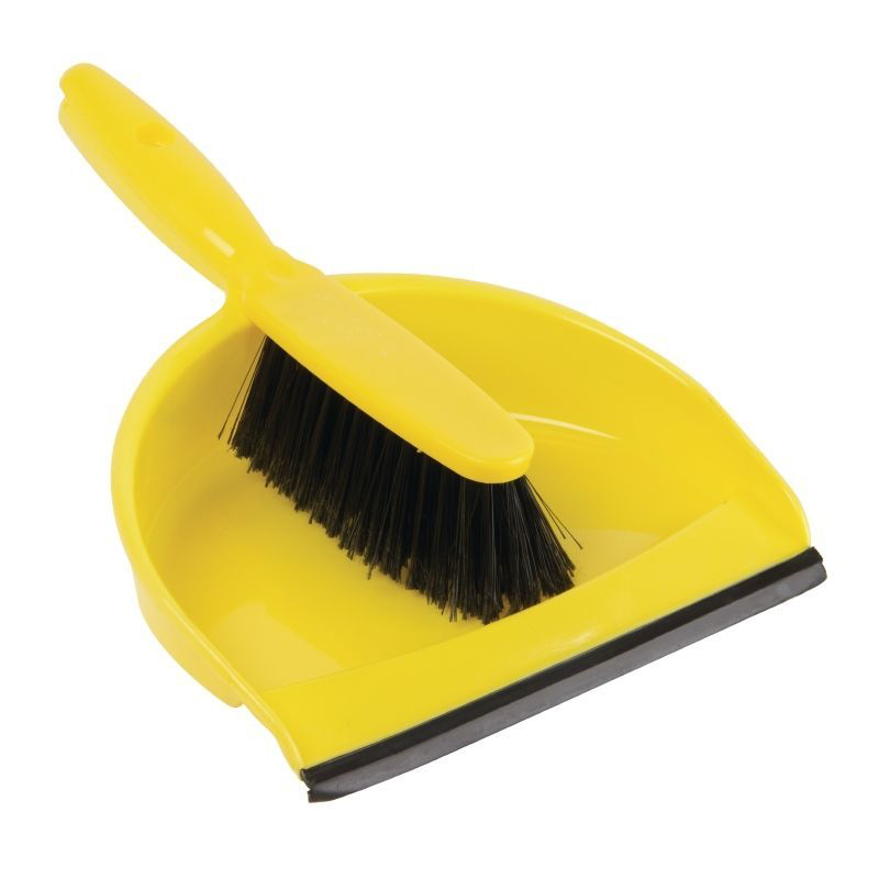 Dustpan & Brush Set Plastic, Yellow