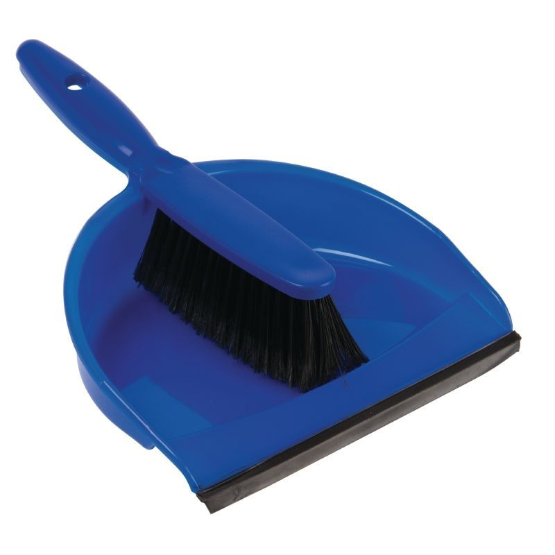 Dustpan & Brush Set Plastic, Blue - 102940 BLUE