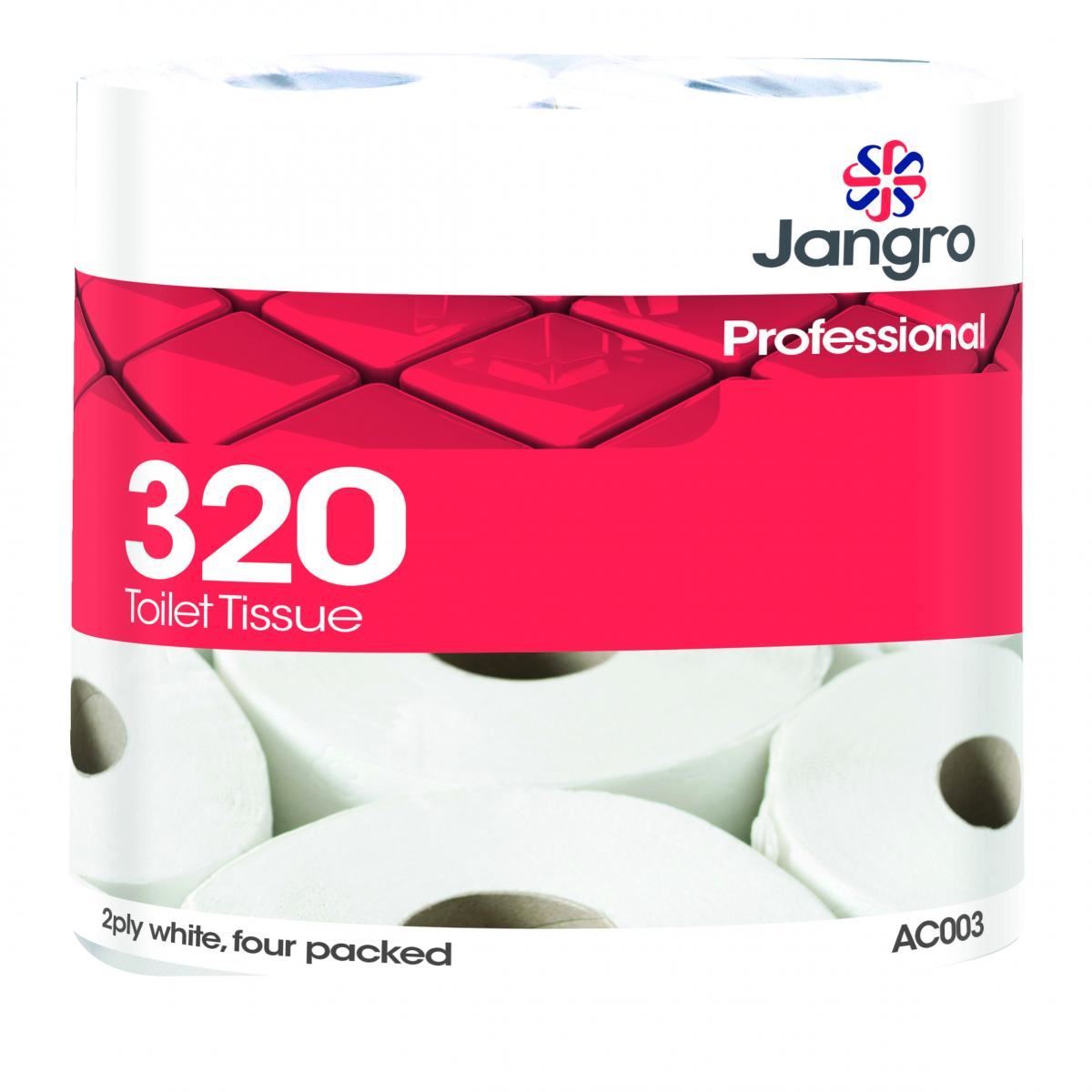 Jangro 320 Embossed Toilet Tissue Rolls 2 Ply - Pack of 36 Rolls - 504003 / AC003
