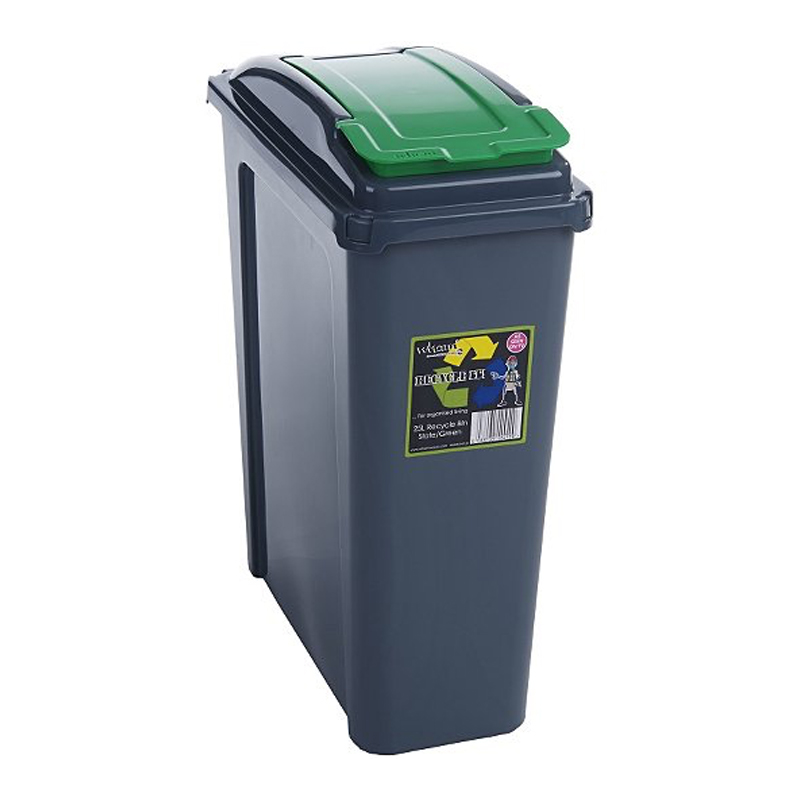 Wham Recycling Bin With Lid, Green - 25 Litre