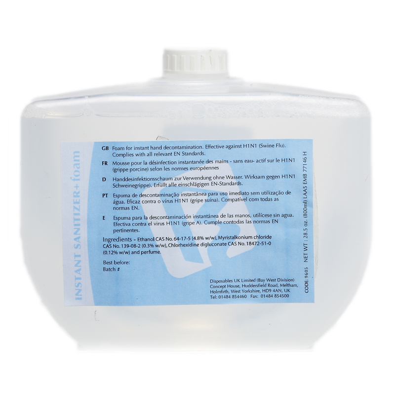Bay West Instant Sanitizer Foam - 800ml 9605 (Case of 8)