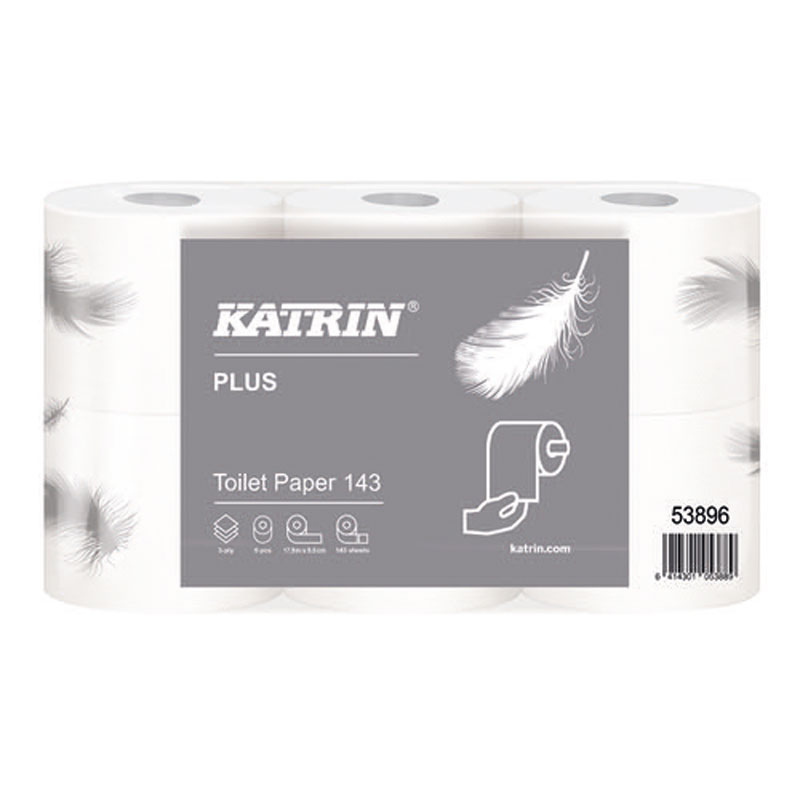 Katrin Toilet Roll 3Ply Plus Case of 48 - 14353896 - 53896 / AC146