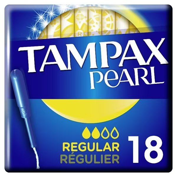 Tampax Pearl Regular Tampon Applicator, 4 Pack of 18