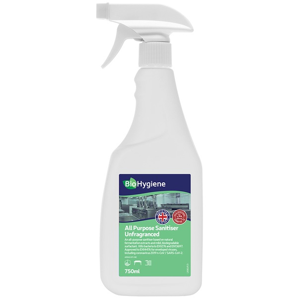 BioHygiene All Purpose Sanitiser Unfragranced - 6 x 750ml
