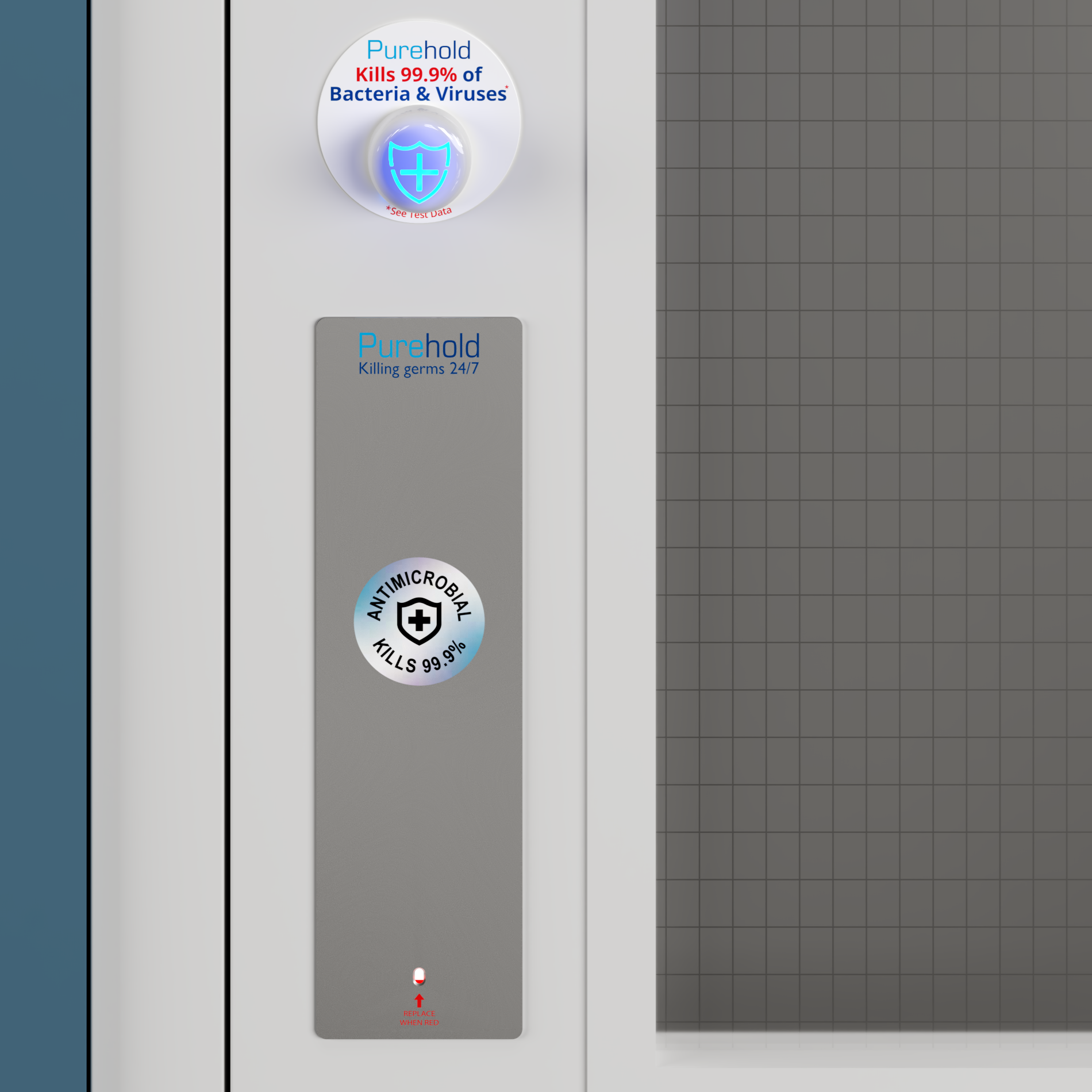 Purehold Antibacterial  Door Push Plate - Standard (400X95Mm) - Including VHR Technology