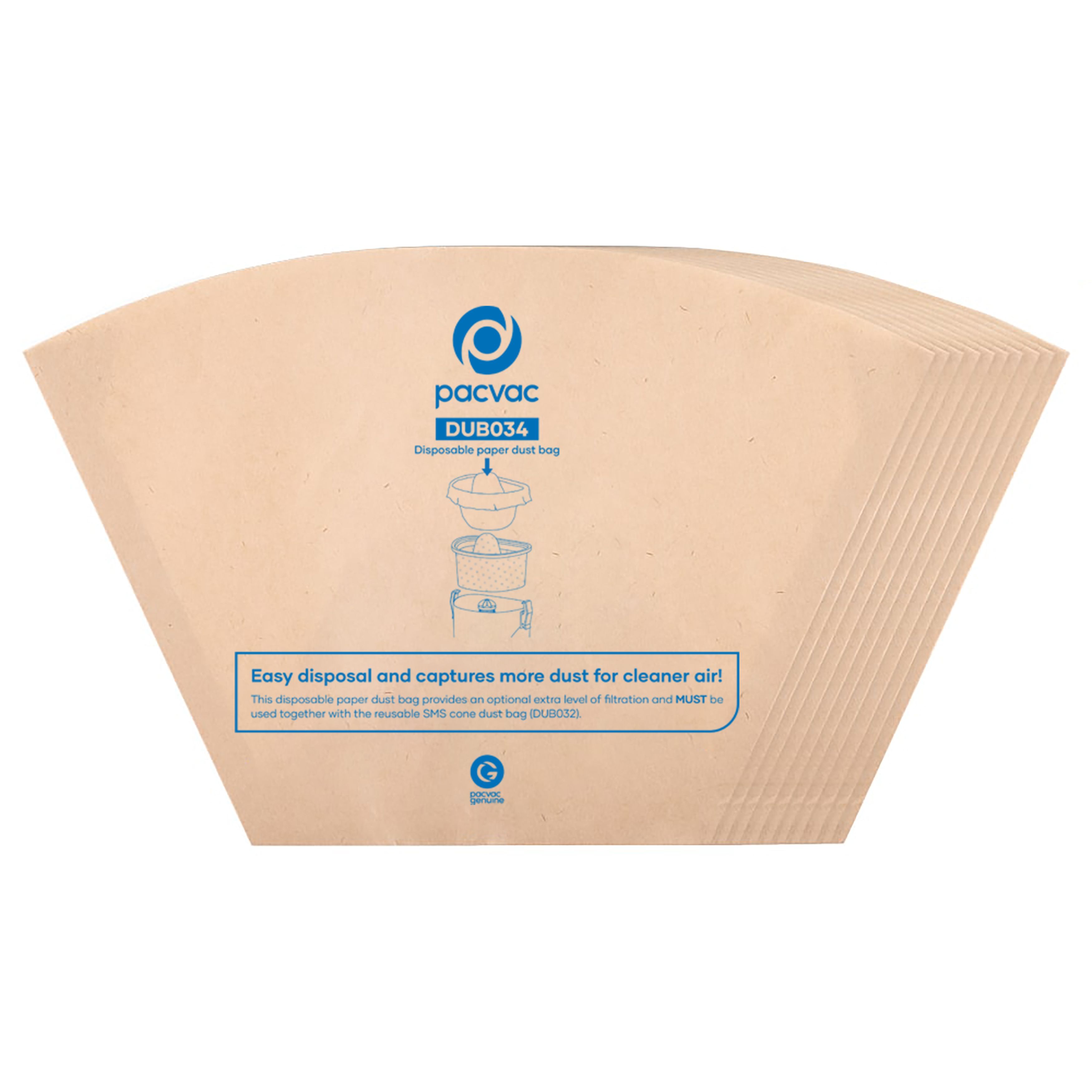 PACVAC VELO DISPOSABLE PAPER BAG (PKT 10)