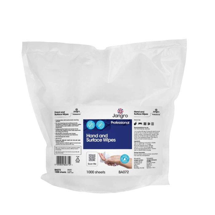 Jangro Professional Hand and Surface Wipes, 1000 WIpes - BA072