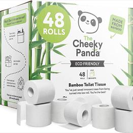 Cheeky Panda Ultra-Sustainable Plastic-Free Bamboo Toilet Tissue, White, 48 Rolls - 5060561630172
